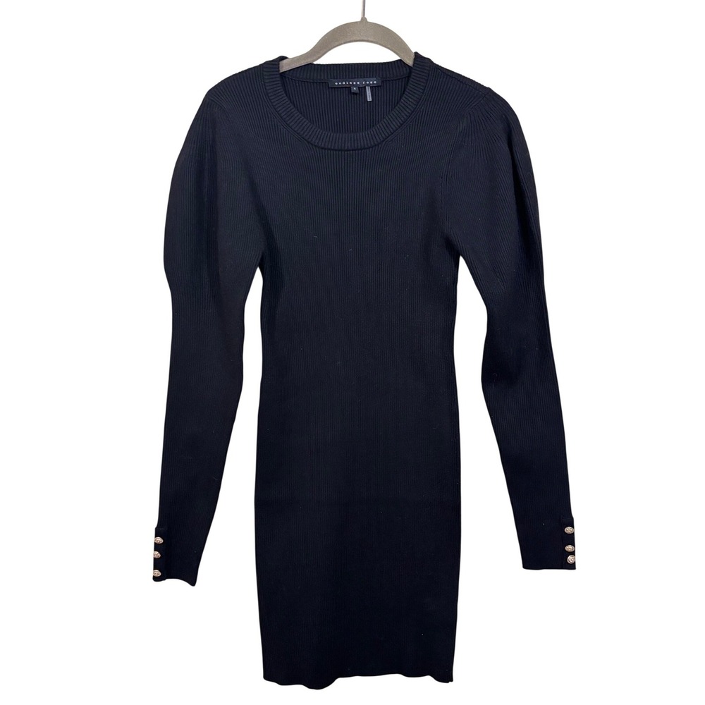 Endless Rose Black Ribbed Sweater Dress, modern minimalist, city chic, polished